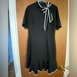 WHBM Elegant Black Dress with White Accents